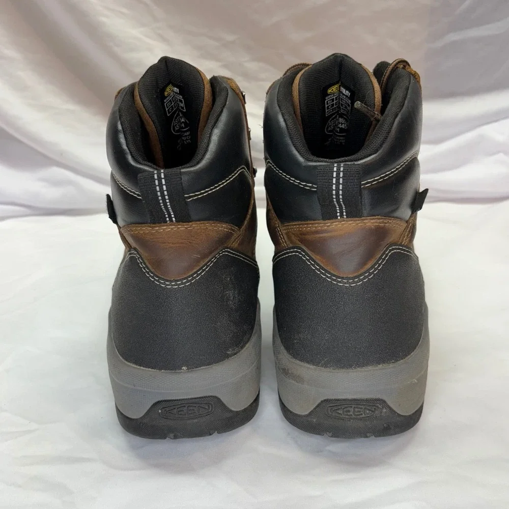 KEEN Mens Brown Leather Steel Toe Work Boots EH Rated Waterproof Size 13‎